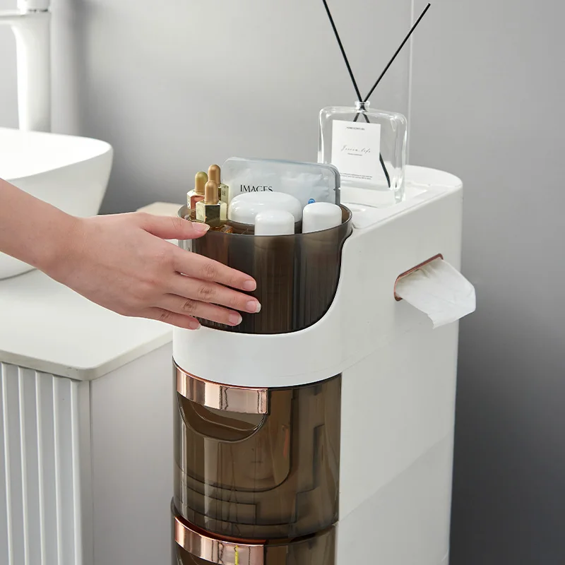 Jeko&Jeko 4-Tiers Narrow Plastic Storage Cabinet For Bedroom, Living Laundry Room