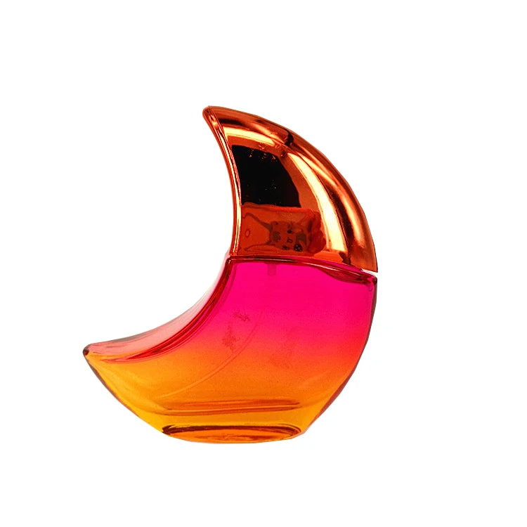 Factory Hot Sell Moon Shape Perfume Glass Bottle PUMP Sprayer Screen Printing 50ml Customized