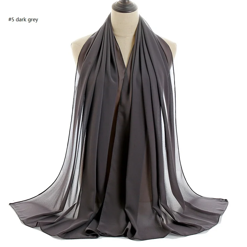 Custom Wholesale Multi Colors Solid Chiffon Hijab Scarf Muslim Long Soft Shawl Hijabs