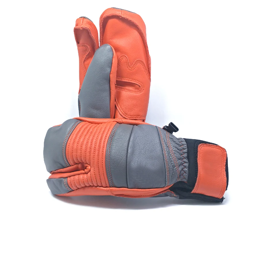 High Quality classic  style windproof waterproof non- slip cowhide ski gloves for men and women