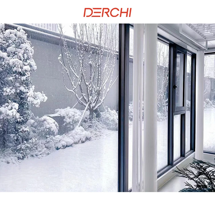 DERCHI NFRC Thermal Break swing windows double panels windows Waterproof soundproof aluminum Automatic louver casement window