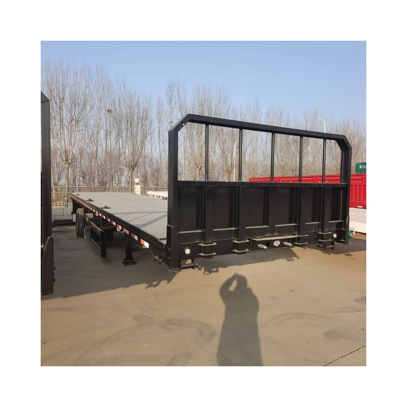 Factory Sale Best Price 12.5m 3-Axle Full Container Flat Bed Trailer Made in China for Special Transportation Truck Trailers