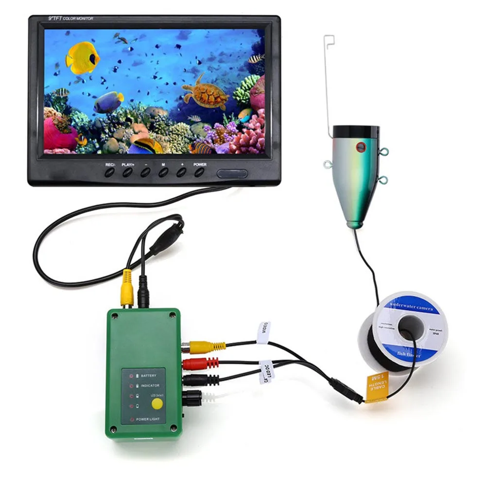 9inch Fish Finder Underwater Fishing Camera15pcs Infrared Lamp HD 1080P 15M Camera+15pcs White LEDs For Ice Fishing