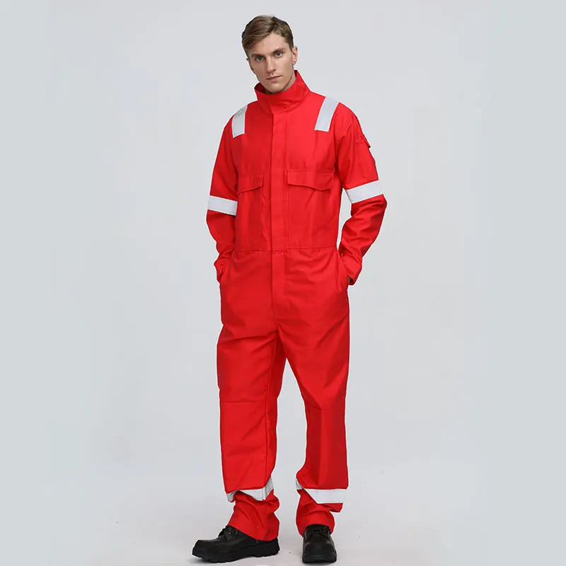 Fire Resistant Work Clothes Anti Static Flame Retardant Workwear Cotton Fireproof Welding Coverall for Oil and Gas Fr Clothing