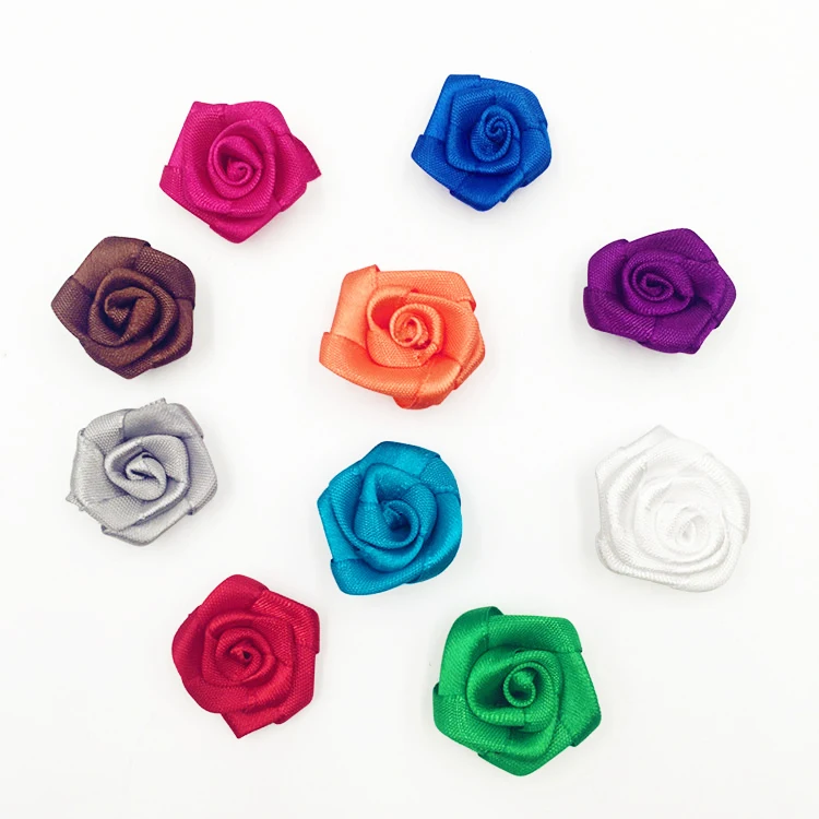 New Product Competitive Price Fabric Rose Flower Handmade Ribbon Flowers Mini Satin Ribbon Rose Flower