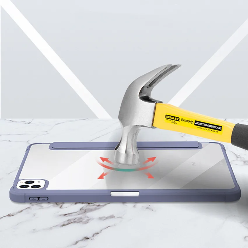 New Upgrade Soft Edge Acrylic Transparent Shell Stand Case Cover for iPad Pro 11 2021 2020 2018 Air4 Air5 10.9