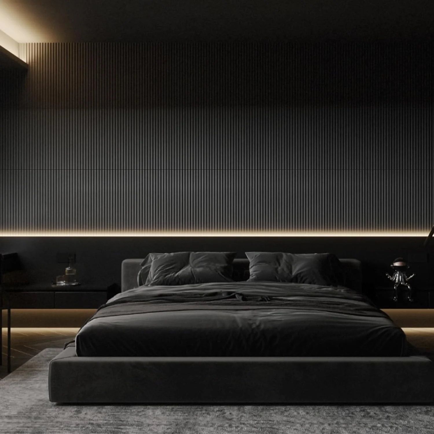 KASARO Decorative Wall Panels Sound Proofing Acoustic Slat Wood Wall Panel Felt For Bedroom Decoration