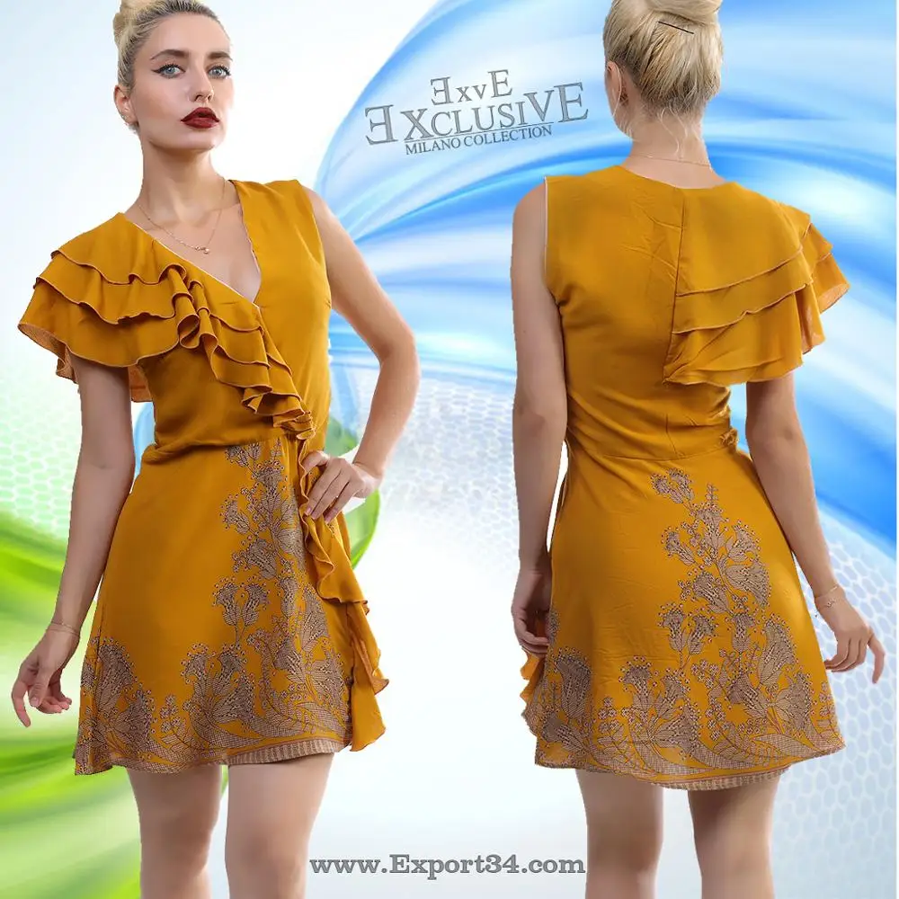Mustard Drape Dresses Women