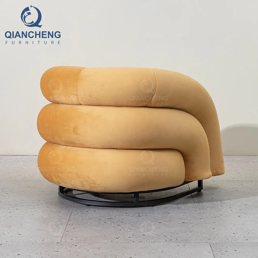 Buy Furniture From China on Line Nordic Simple Fabric Leisure Dining Room Chair Single Seater Armrest Sofa Chair