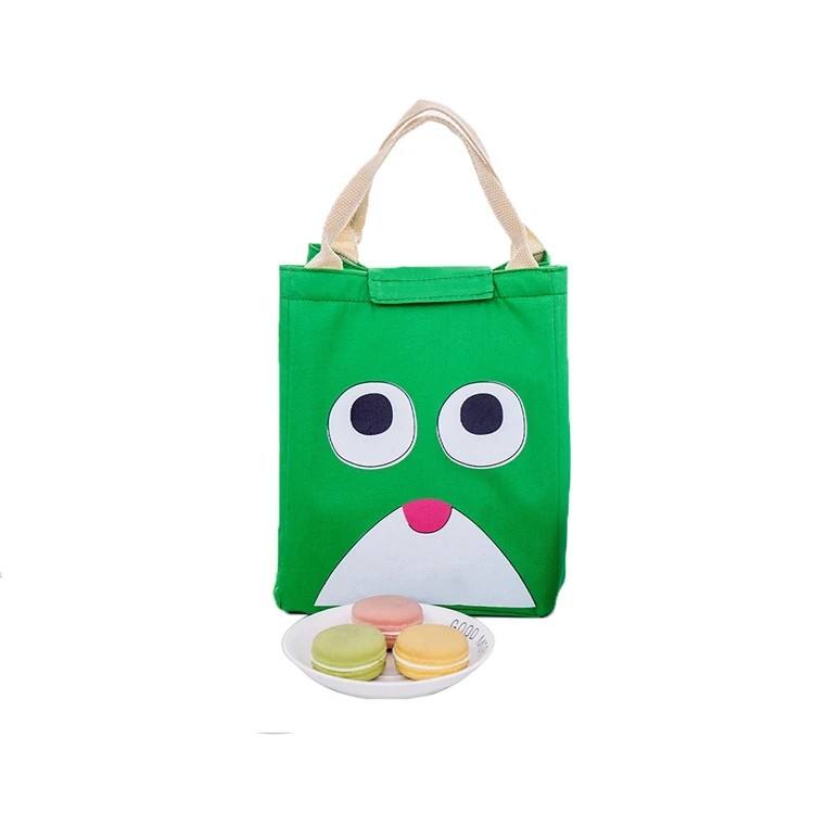 daily use cartoon canvas waterproof insulation design school kids cute thermal lunch cooler bag