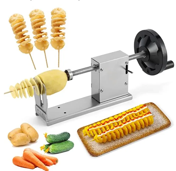 3 in 1 Manual Tornado Potato Slicer Spiral Potato Cutter Twisted Potato Slicer Spiral Twister Cutter Thicker Stainless Steel Veg