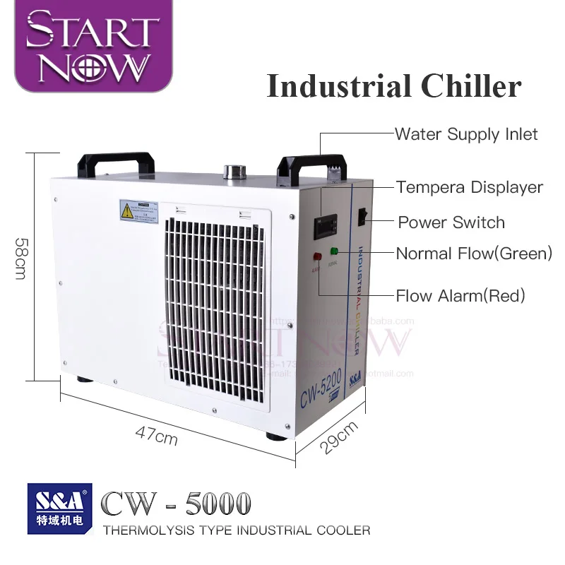 S&A CW5000 Series Industrial Water Chiller CW5000TG 50/60Hz CW5000DG 110V 1/2 HP CW5000TI 80W CO2 Laser Tube Cooling Chiller