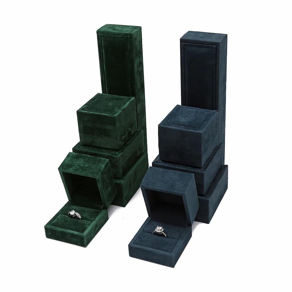 SESI Luxury Dark Blue Mens Jewelry Box Gift Small Velvet Engagement Ring Suede Jewellery Box Square Shape Jewelry Storage Box