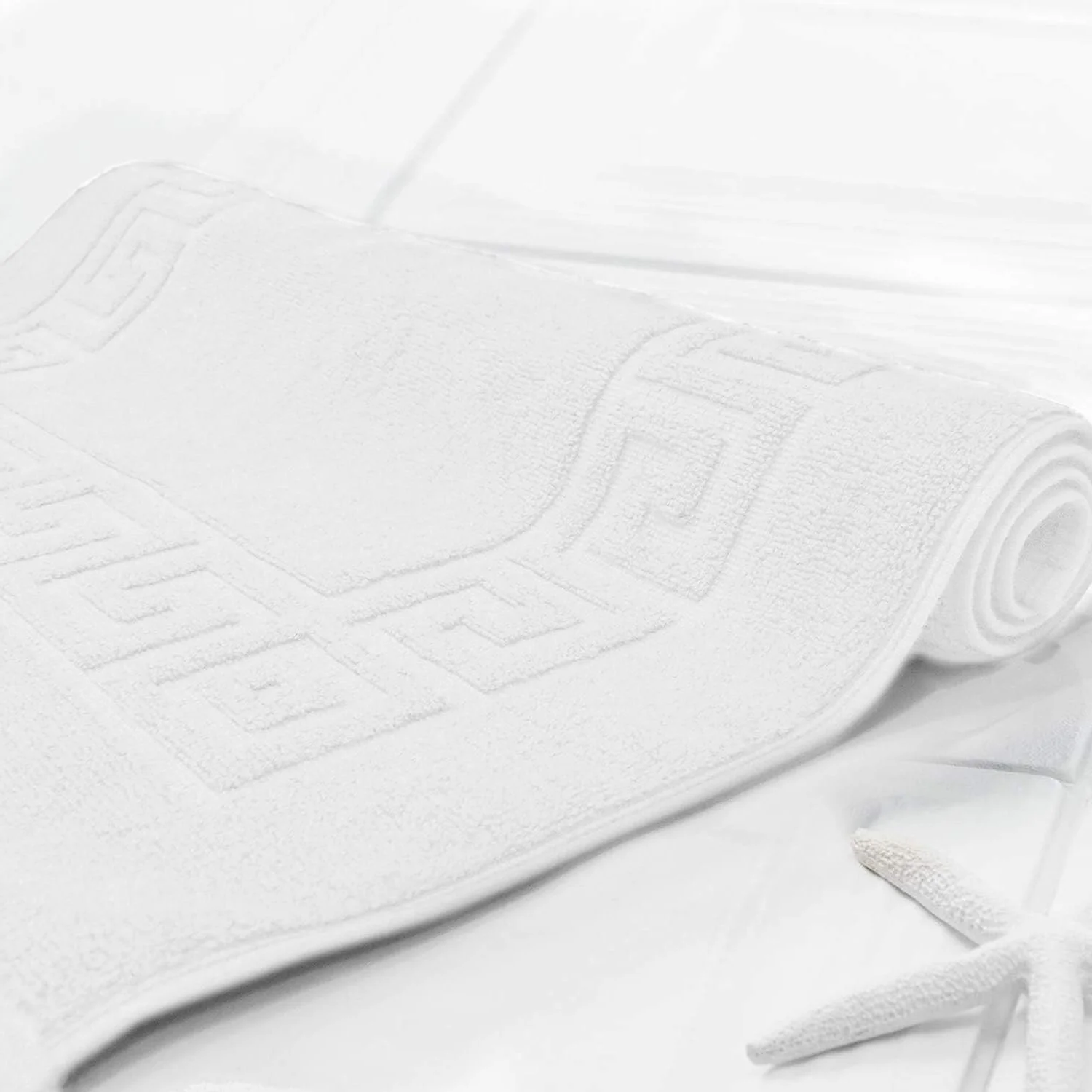 Wholesale 100% cotton Jacquard White Bath Mat Absorbent, Quick Dry, Shower Room