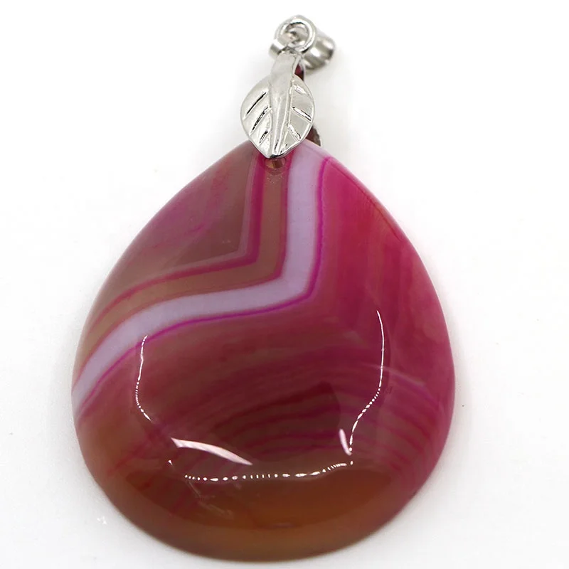 New Styles Design Water-drop Shape Agate Jewelry Natural Stone Pendant Gold Plated Charms Necklaces for Women Men