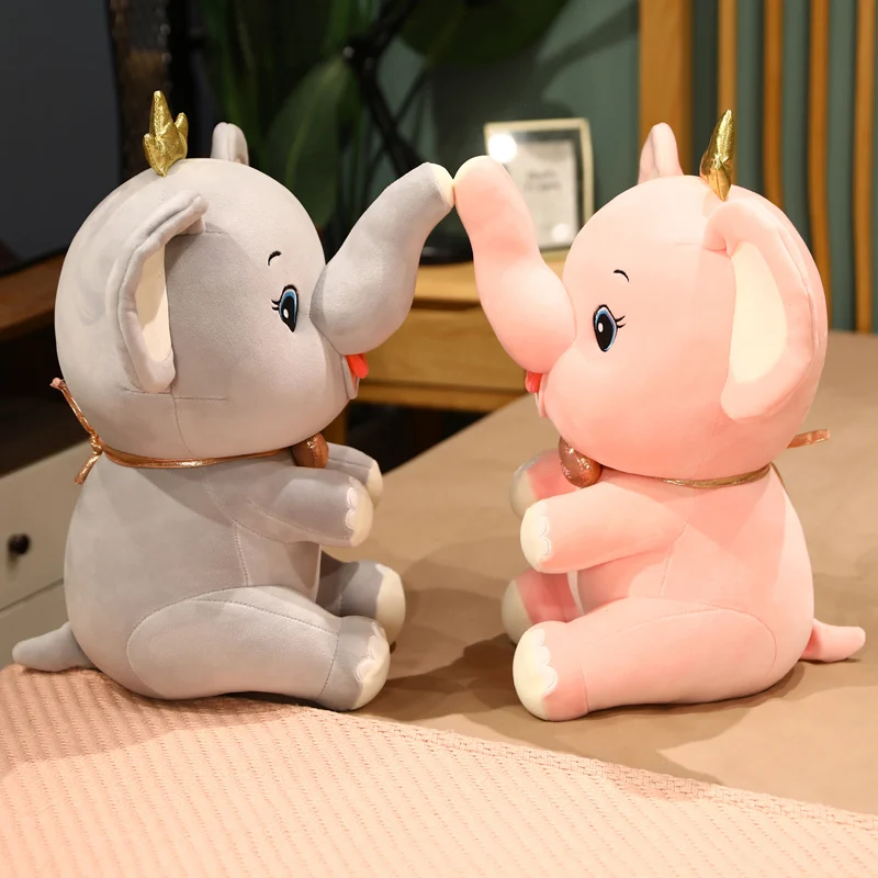 Custom Bedtime Baby Elephant Plush Toys Stuffed Animal Toys Creative Gray Pink Big Ears Soft Plush Elephant