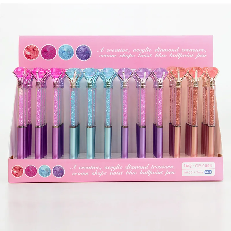 Creative metallic sense Crystal Diamond ballpoint pen Premium uv plated color ins signature 0.7mm blue gel pen