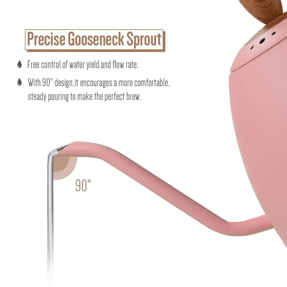 Hot Sales Specialized Portable Pink 1500Ml Gooseneck Spout Pour Over Coffee Kettle For Gift