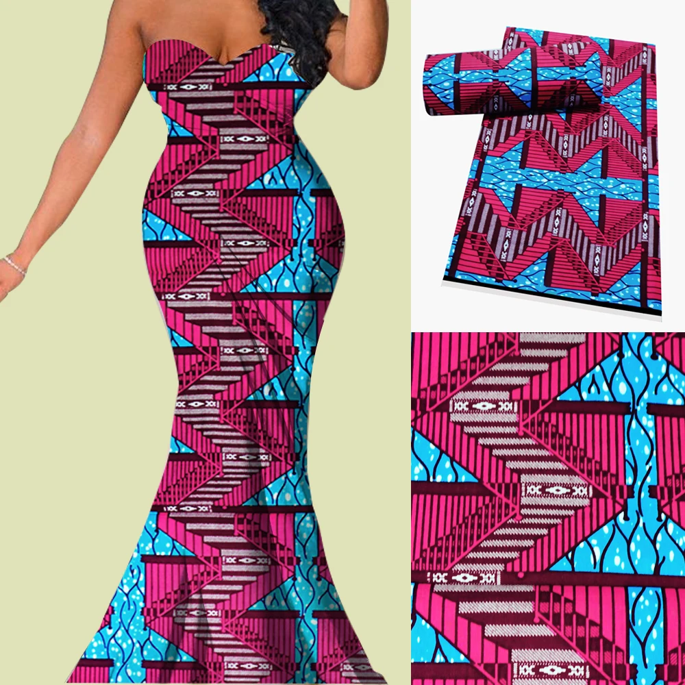 Ткань из Анкары африканская восковая 100% хлопок ткань kente V1136