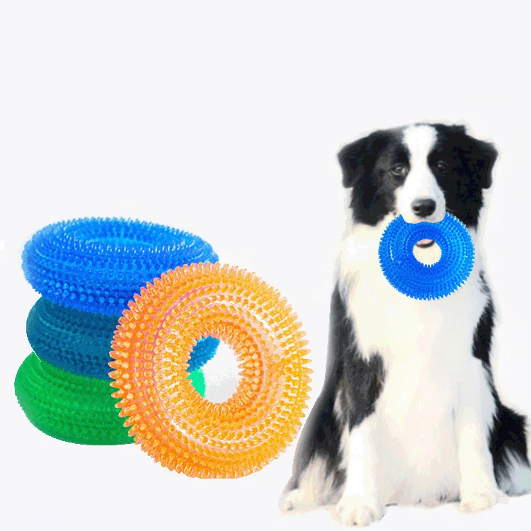 
2021 Hot Sell Durable Dog Puzzle Indestructible Rubber Teeth Clean Squeaky Interactive Dog Chew Toy 