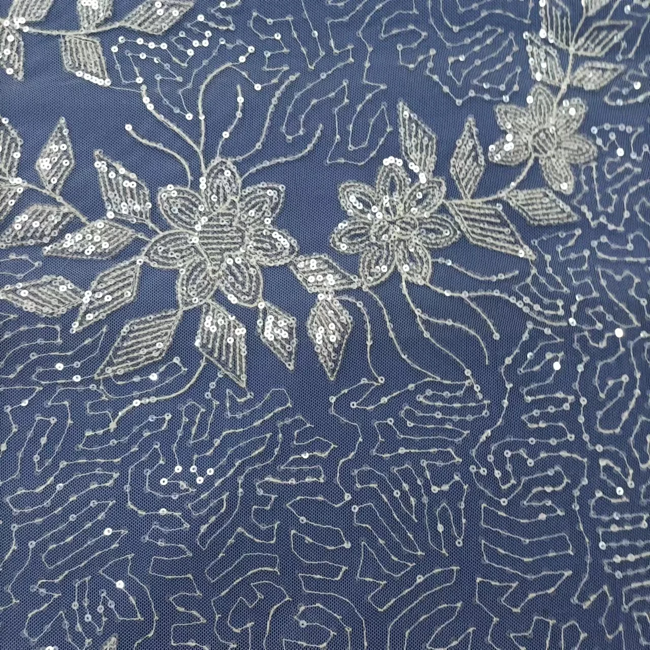 2022 high quality new design factory price cheap Embroidered Fabric with sequins for wedding dress and evening dress