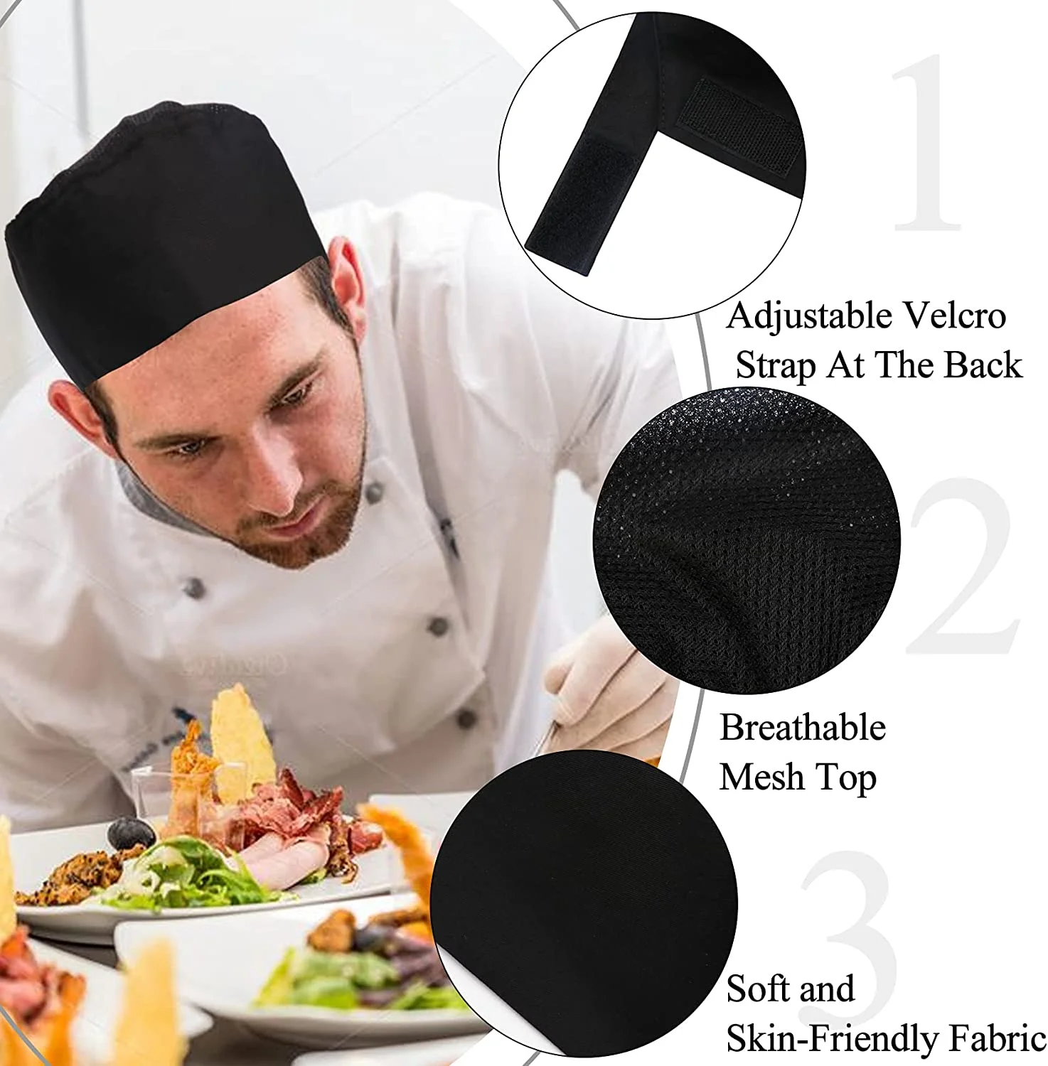 Made Of Uniform Cloth Breathable Top With Mesh Adjustable BBQ Grill Cook Work Chef Hat Restaurant Chef Hat Uniform