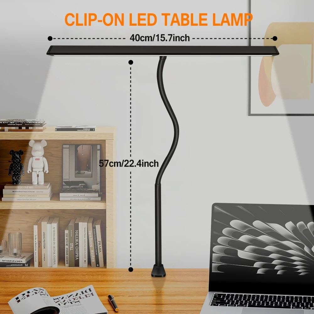 Single Head LED Reading Desk Lamp Dimmable Clip On USB Table Light 5 Lighting Modes Flexible For Office Study Table Lamp