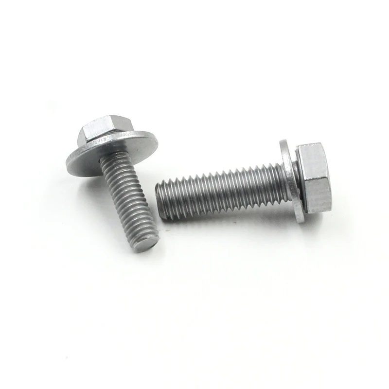 Hex Head and Plain Washer Sems Screw Grade 8.8 Color Zinc Carbon Steel Car Frame Fixed Hexagon Combination Bolt with Flat