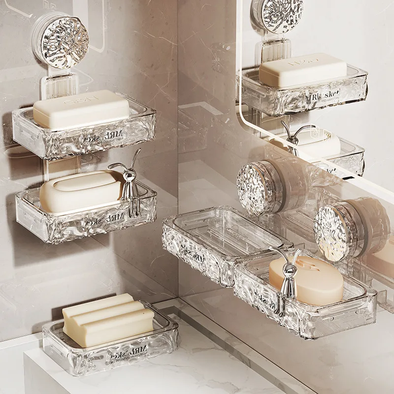 Wholesale Classic Design Square Glass Soap Dish for Hotel and Household Elegant Bathroom Accessory for Sanitary Holiday Gifts
