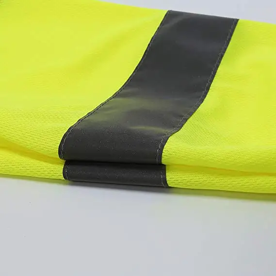 Cheap Wholesale 100% Polyester Quick-Drying Interlock Long Sleeve With Reflective Tape Men Safety Uniform T-Shirt