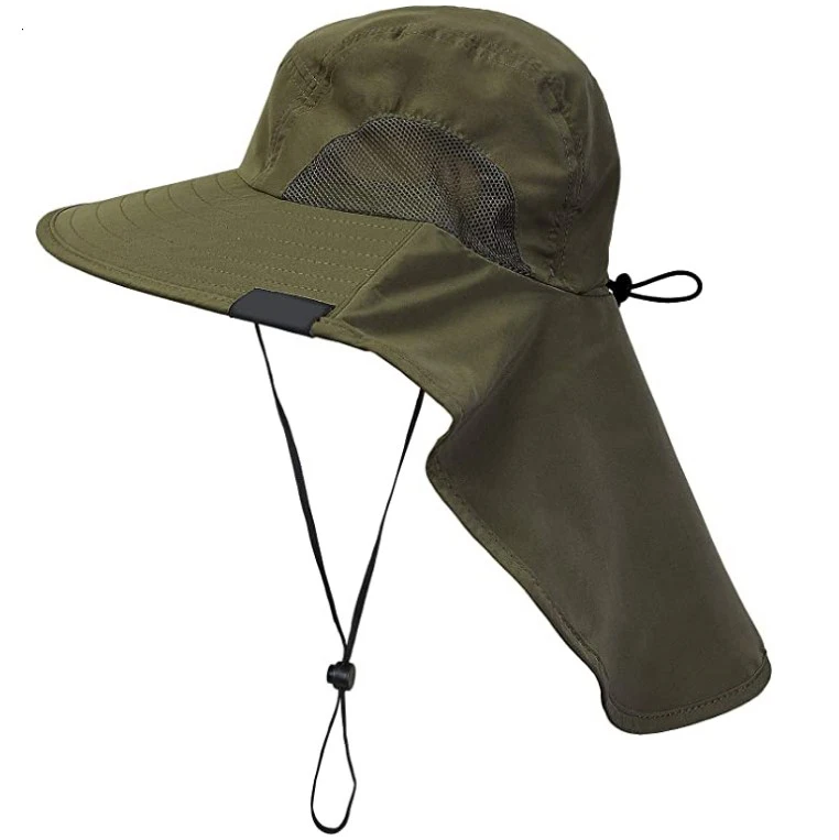 Шляпа от солнца с широкими полями и шейным клапаном, рыболовная Кепка с защитой от ультрафиолета, шапки для походов и сафари для мужчин