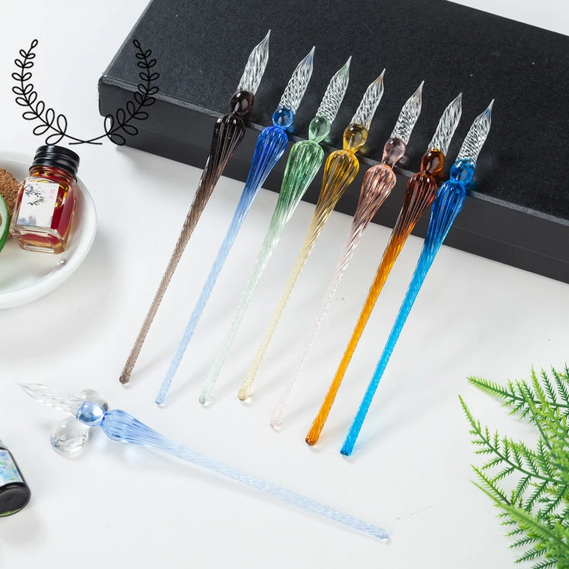 Threaded glass dip pen gift box set glass pen set glass dip pen manufacturer creative gift promotional items