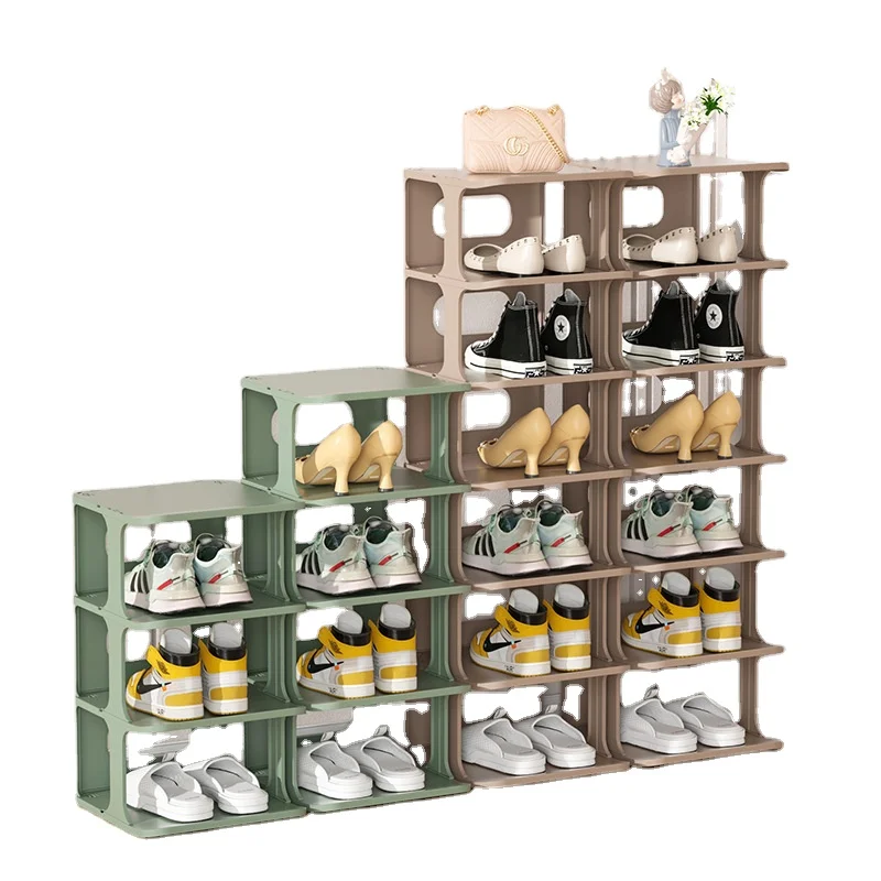 Simple multi-layer PP storage shoe rack Dustproof shoe cabinet Home bathroom  door  free of folding