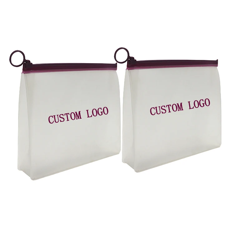 2024 Custom Logo TPU Frosted Clear Zipper Plastic Swimwear Bag Colored Vinyl Translucent Bikini Swimsuit Packaging Bag