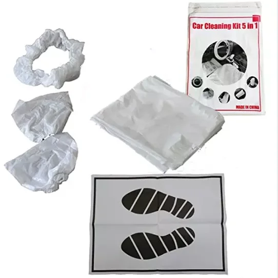Factory Price 5 in 1 Plastic Disposable Car Seat Cover Steering Wheel Cover for Sale