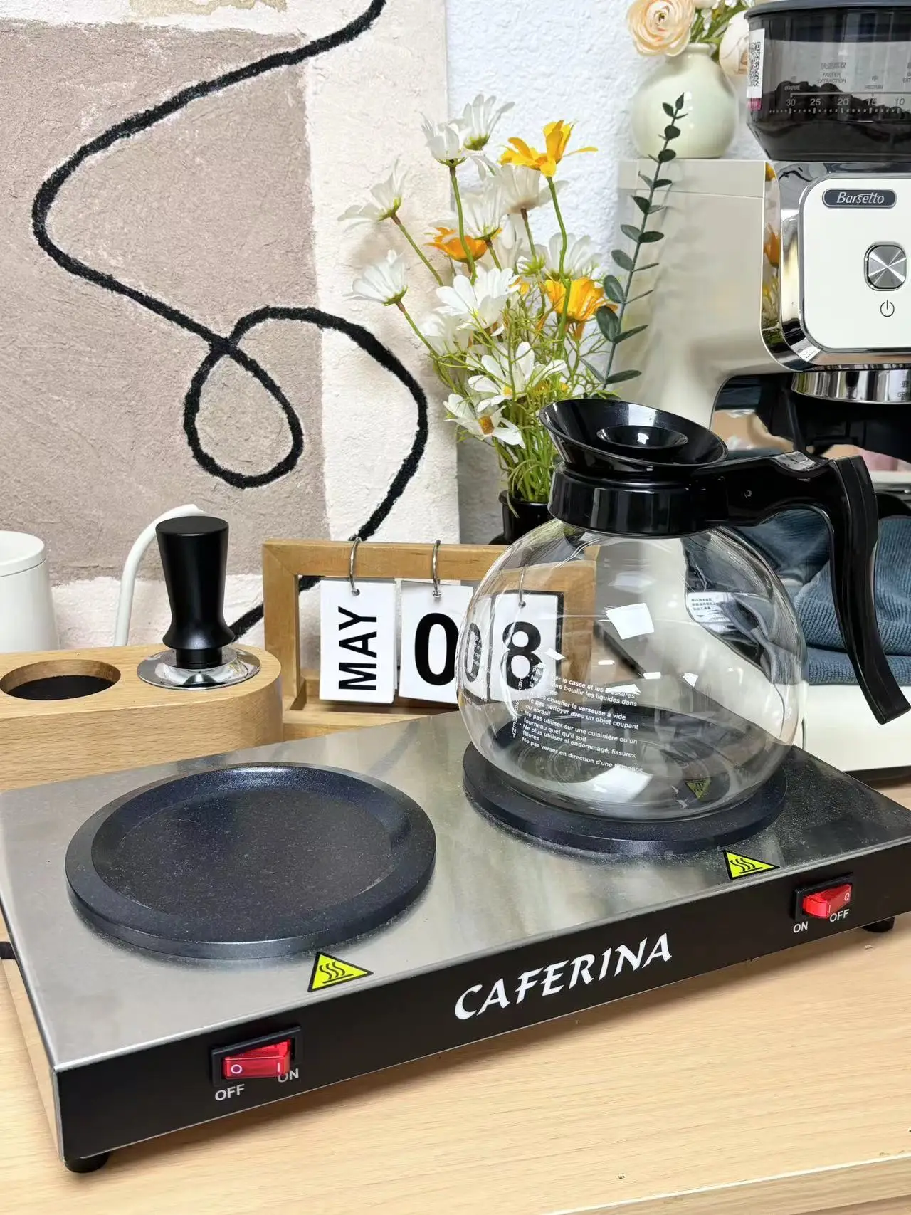 Double head coffee warmer tea boiler coffee machine coffee stove tea warmer