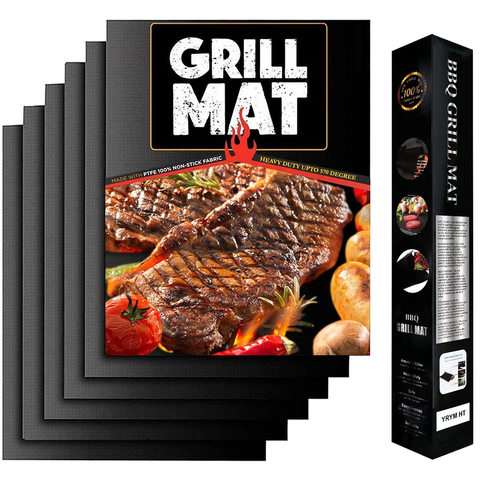 EXW price hot selling Various type of fiberglass non-stick bbq grill mat set