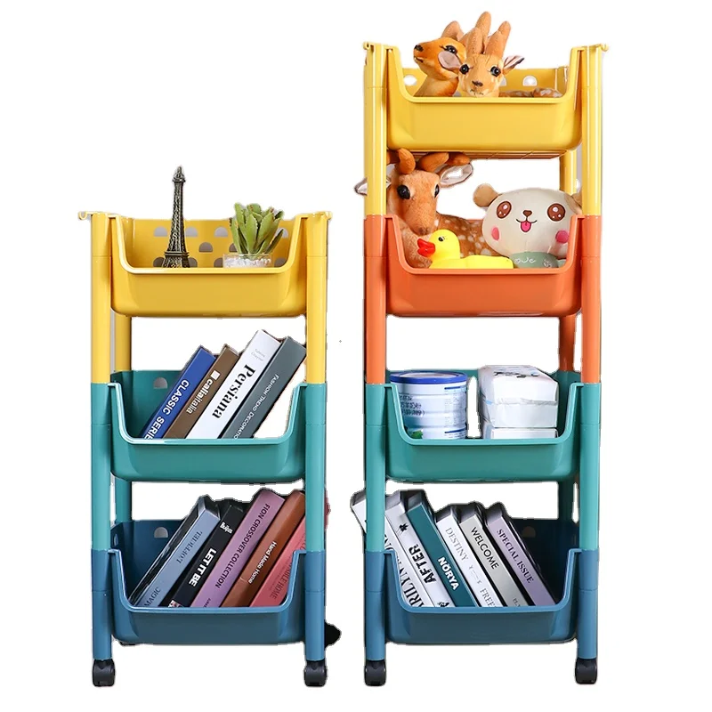Multifunction Removable 4 Layer Storage Holders Colorful Bookshelf Kids Toy Shelf Baby Storage Toy Rack Bookcase Plastic 