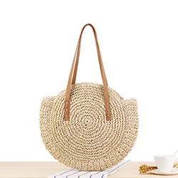 2022 Fashion Summer Tote straw Handbag Bohemian Handmade Bali Bags Round Shape Straw Beach Bag