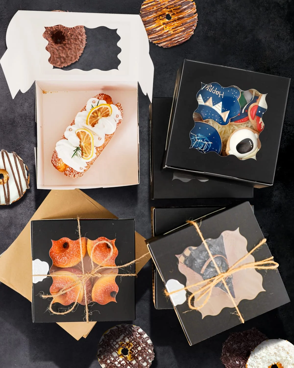 Продажа экологически чистых макаронных яиц пирог десерт складывающаяся крафт-коробка биоразлагаемая картонная мини-черная Корейская бумажная коробка для торта