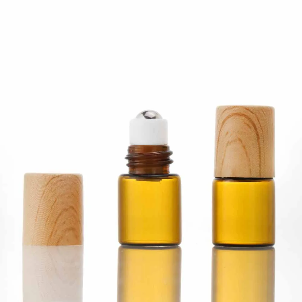 2ML 3ml 5ml Roll-On Empty Glass Bottle Brown Color Rollon Metal Roller Ball Bottle