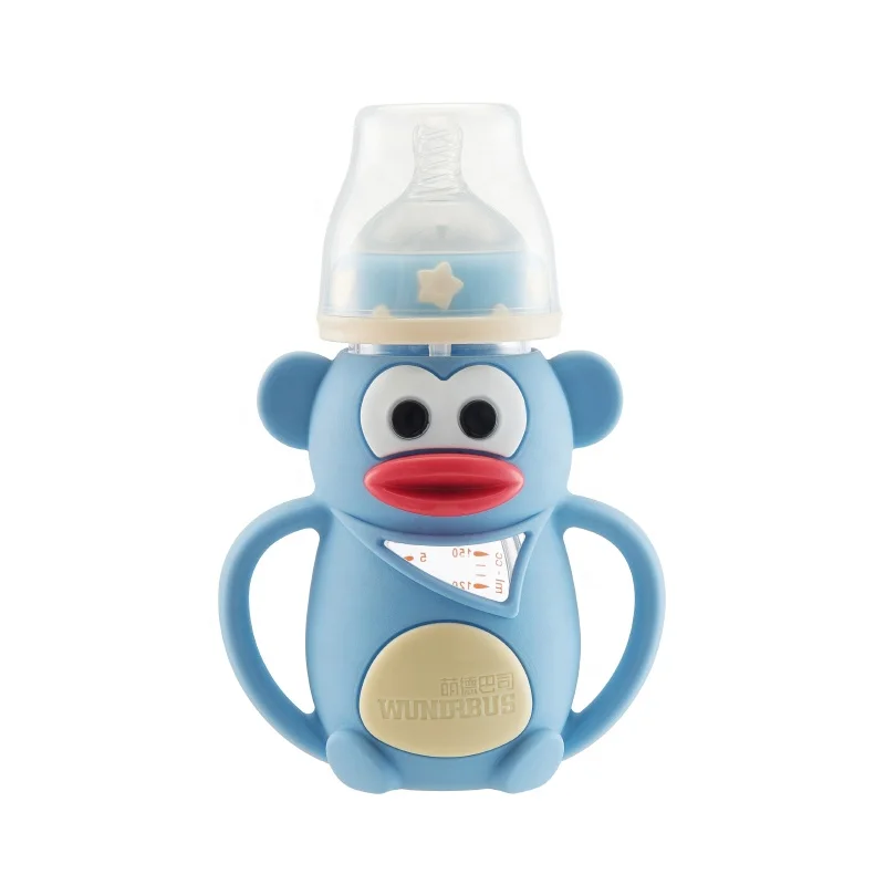 Cute shape BPA free baby feed glass  bottle 260ml Breast Milk bottle