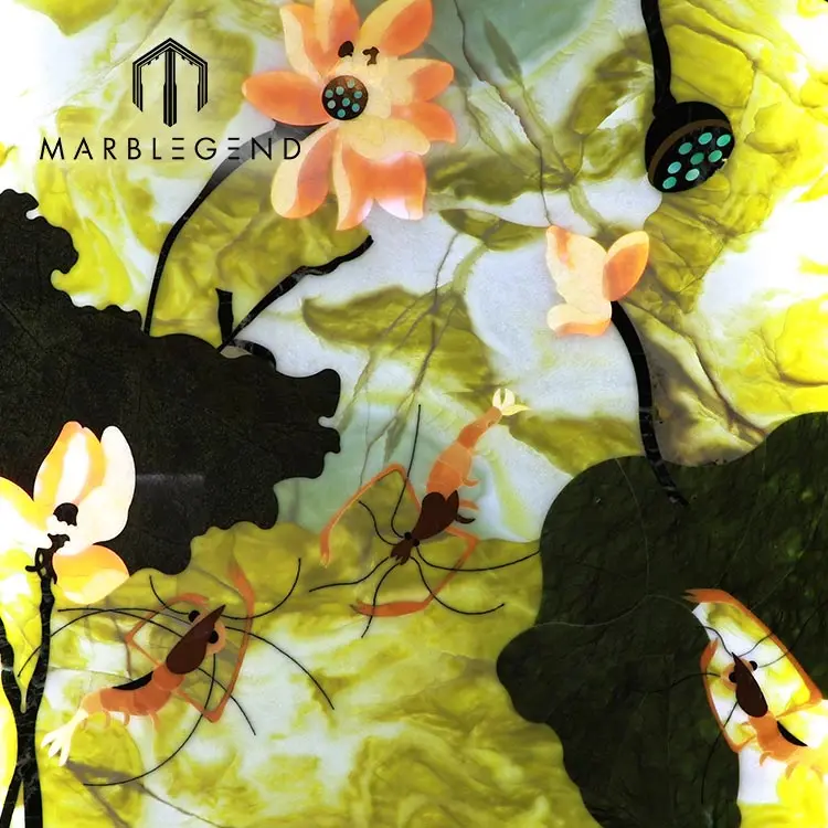 Custom Art Wall Waterjet Marble Design Marble Inlay Modern Waterjet Marble Medallion for Living Room