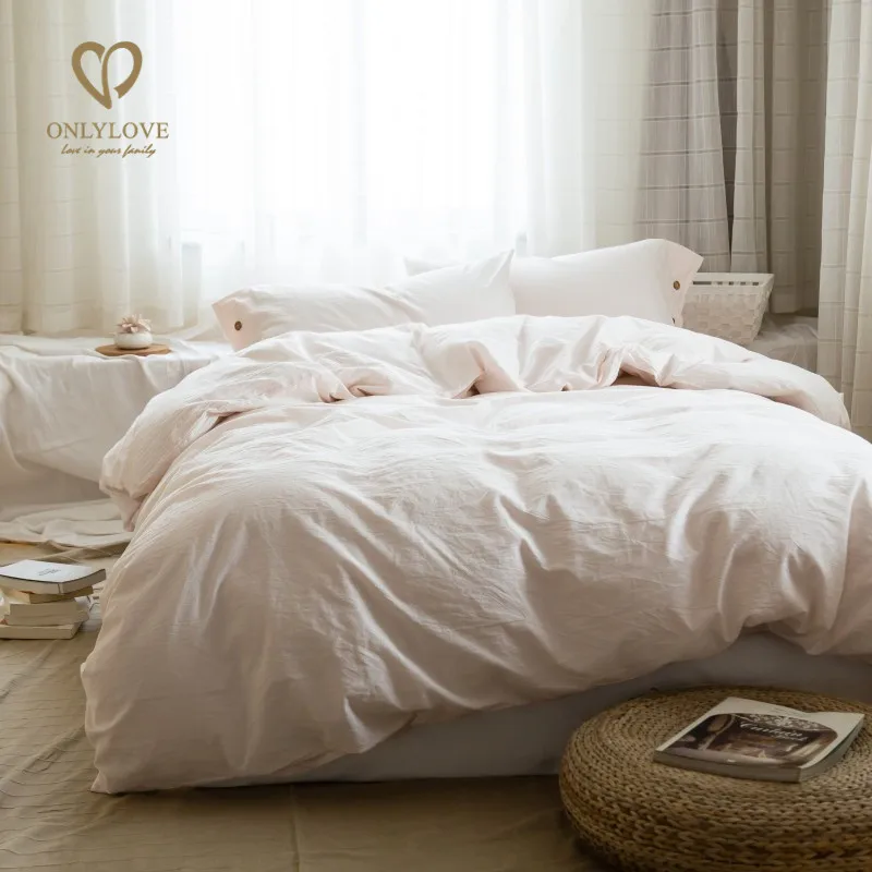 Hotel Bed Linen Bedsheet Luxury White Bedding Set Bed Sheet Set Queen King 100% Linen Case Plain Quantity Cover Striped
