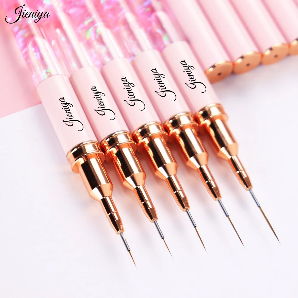 Liquid Pink handle Manicure Tool Wholesale Painting Drawing Nail Liner Brush Painting Flower Pen Striping brush Nail Art Brush