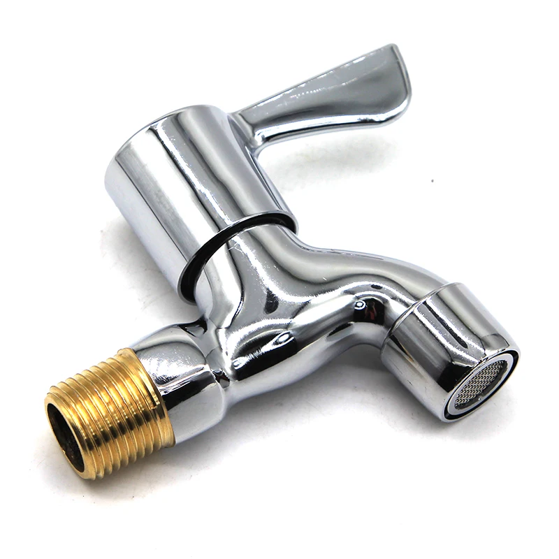 Grosna China Bathroom Basin Washing Machine Chrome Plated ABS Plastic Single Handle Zinc Wall Taps Cold Water Bibcock