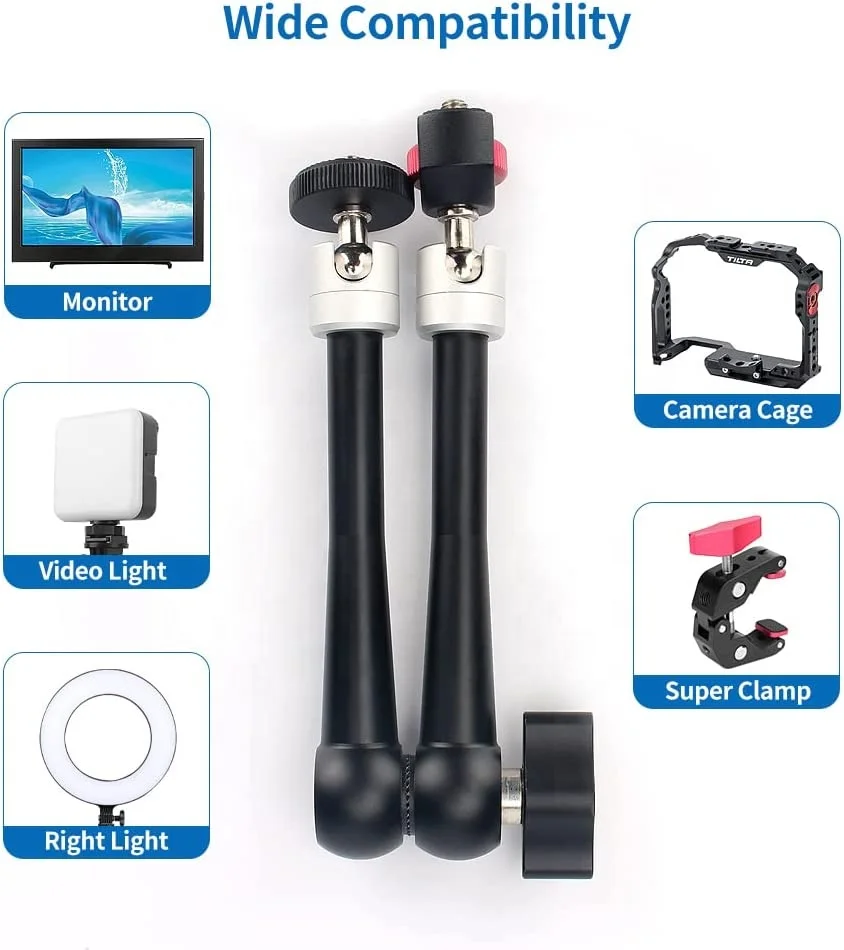 11 Inch Adjustable Articulating Friction Magic Arm Hot Shoe Mount With Quick Lock For DSLR Camera Rig LED Light