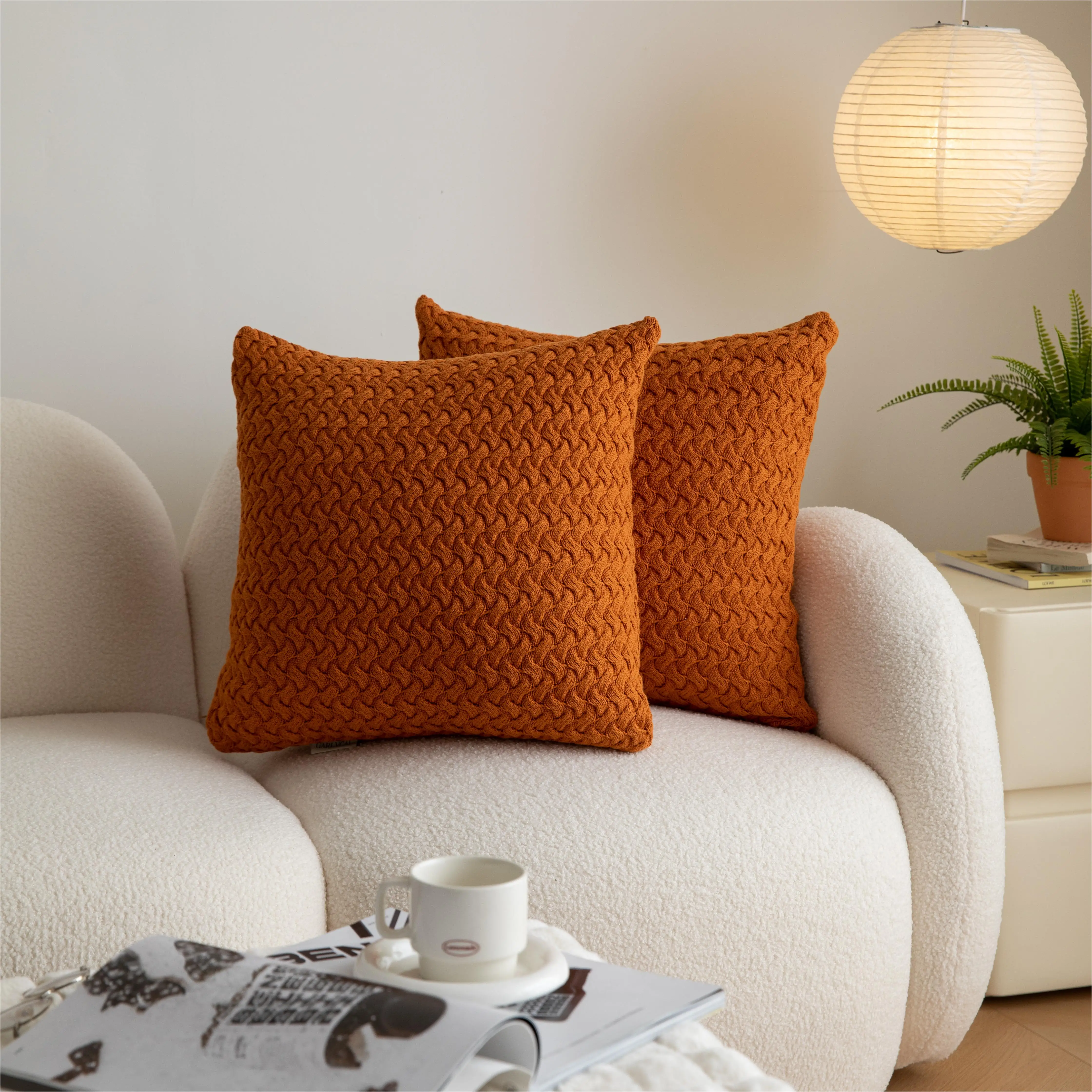 Cushion Cover Crochet Organic Cotton Knitted Throw Pillow Case for Chair