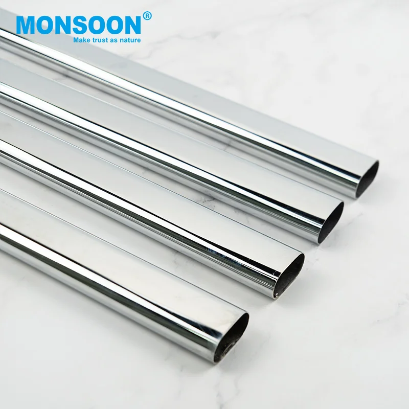 Chrome Furniture Hardware 888 stainless seamless hanging triangle wardrobe chrome steel tube