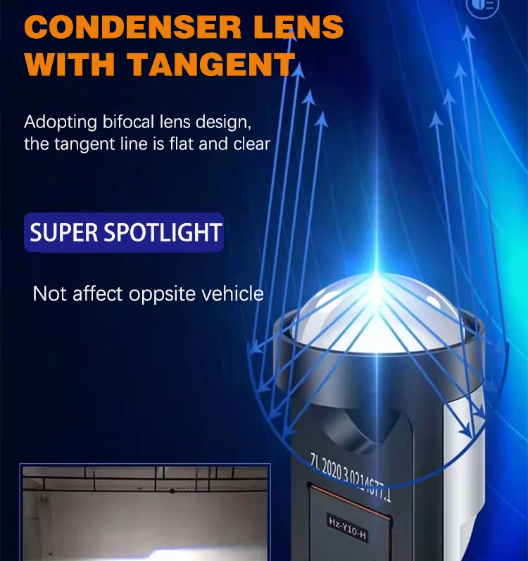 Super Bright Projector LED Headlight Lens y10 Mini H4 Led Lens H7 60W 10000LM Bi Car Laser Headlight Bulbs